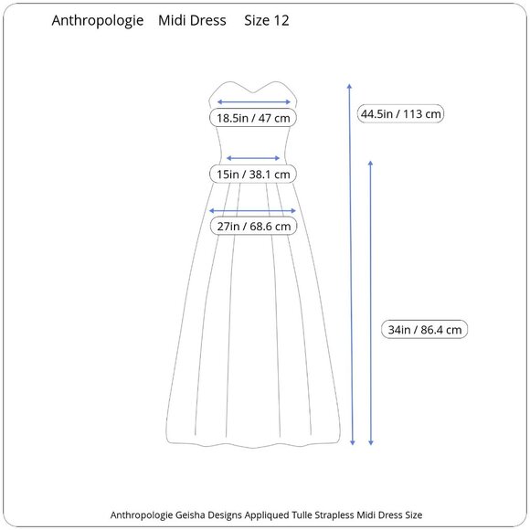 Anthropologie Geisha Designs Appliqued Tulle Strapless Midi Dress - Picture 9 of 11